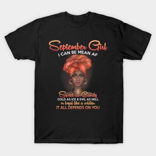 Queens Are Born In September Birthday T-Shirt for Black Women T-Shirt